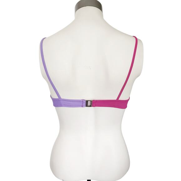 ARAKS Elsa two tone colorblock swim triangle vneck bikini top fuchsia pansy Sz S - Picture 3 of 6